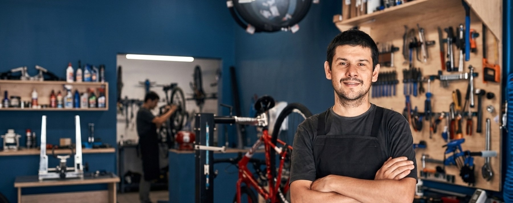 Dono de oficina de bicicletas, microempreendedor